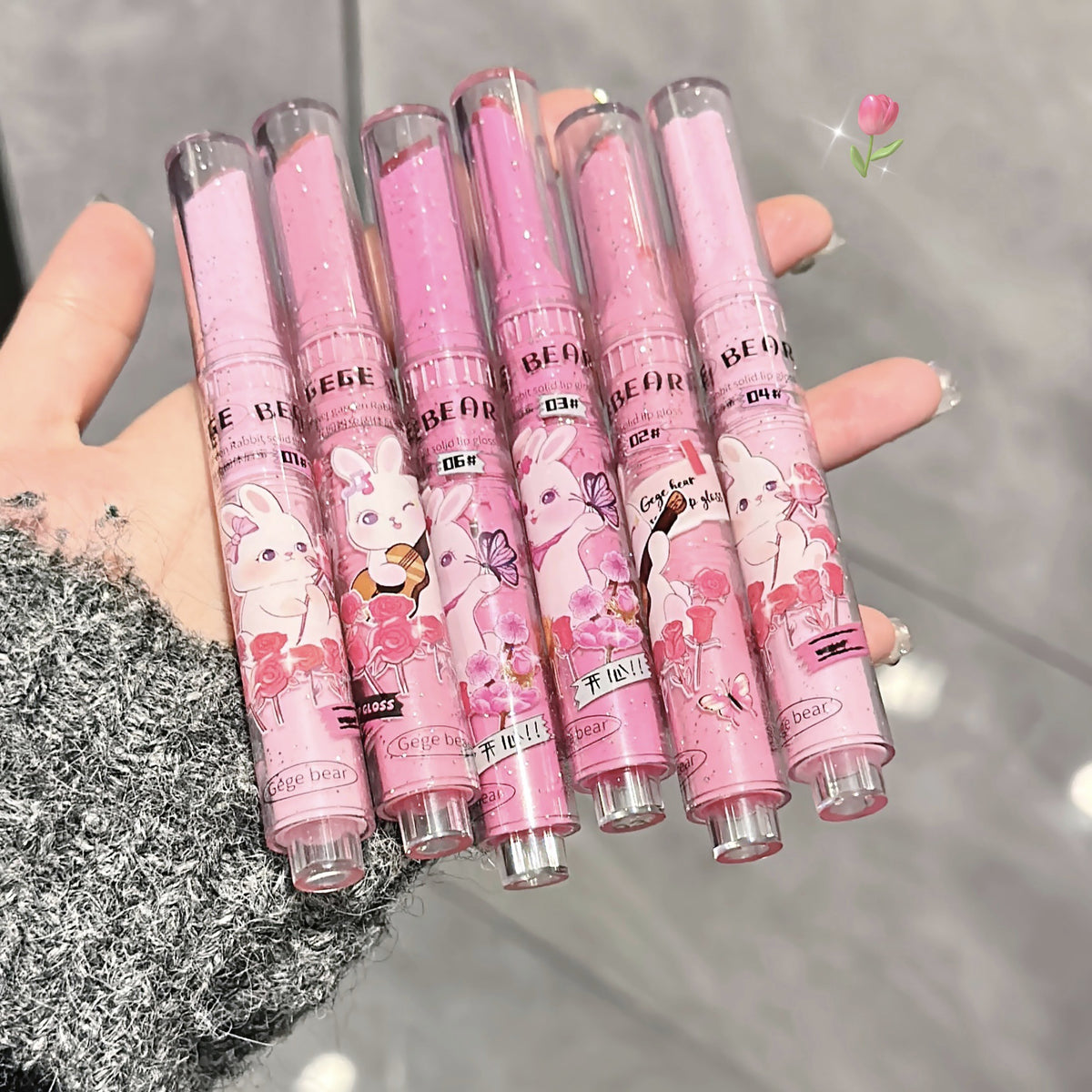 Gege Bear Pink Rabbit Lip Gloss